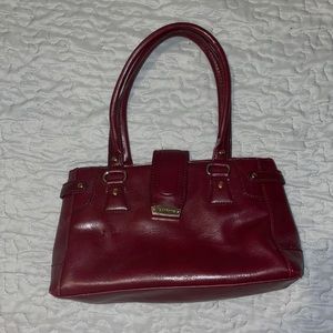 red vintage pleather handbag